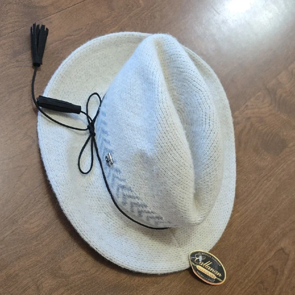 Callanan‎ Hat Wool Blend Knit Safari Hat With Chevron Band One Size - Picture 9 of 9